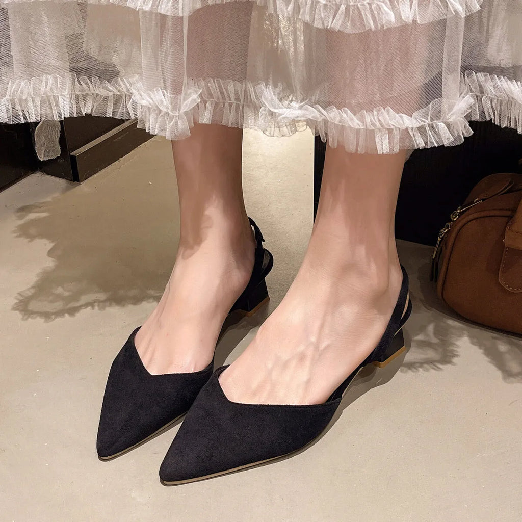 Anya Block Heel Sandals detail view styled for Avrienne