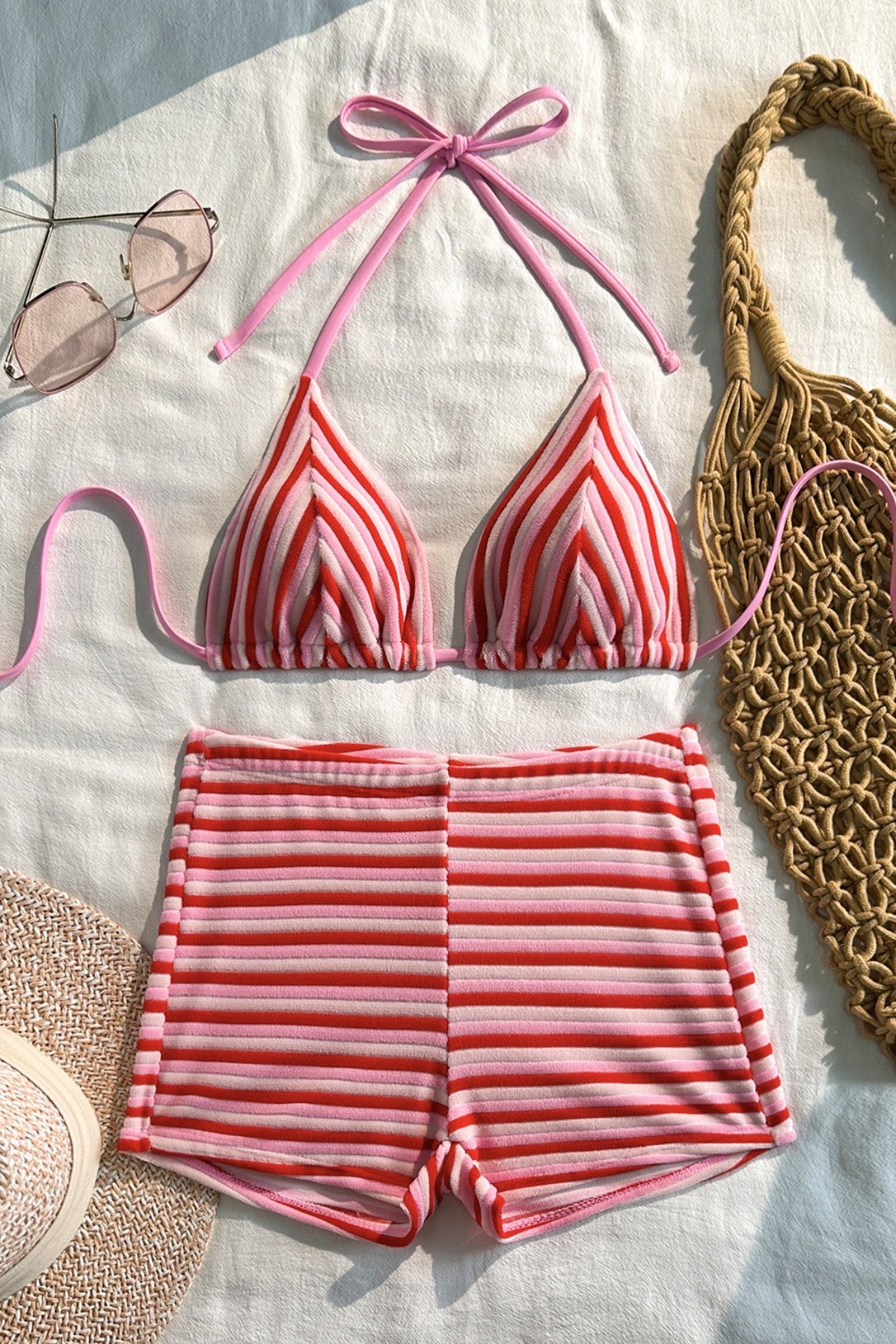 Striped Towel Cloth Fresh Bikini Set image 8