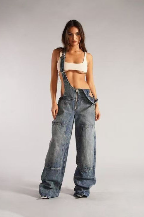 Low Rise Wide Leg Overall Jeans image 2
