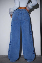 High Waist Washed Bow Tie Jeans image 6