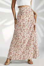 High Waist Split Floral Slim Maxi Skirt image 4