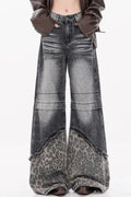 Patchwork Leopard Wide Leg Jeans image 1