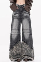 Patchwork Leopard Wide Leg Jeans image 1