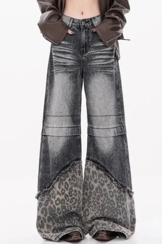 Patchwork Leopard Wide Leg Jeans image 18
