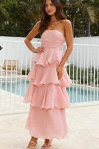 Fashion Strapless Backless Ruffle Tiered Midi Dress image 12