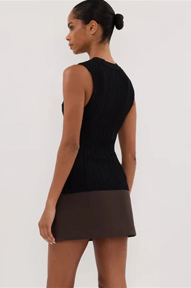 Solid Ribbed Sleeveless Cardigan image 7