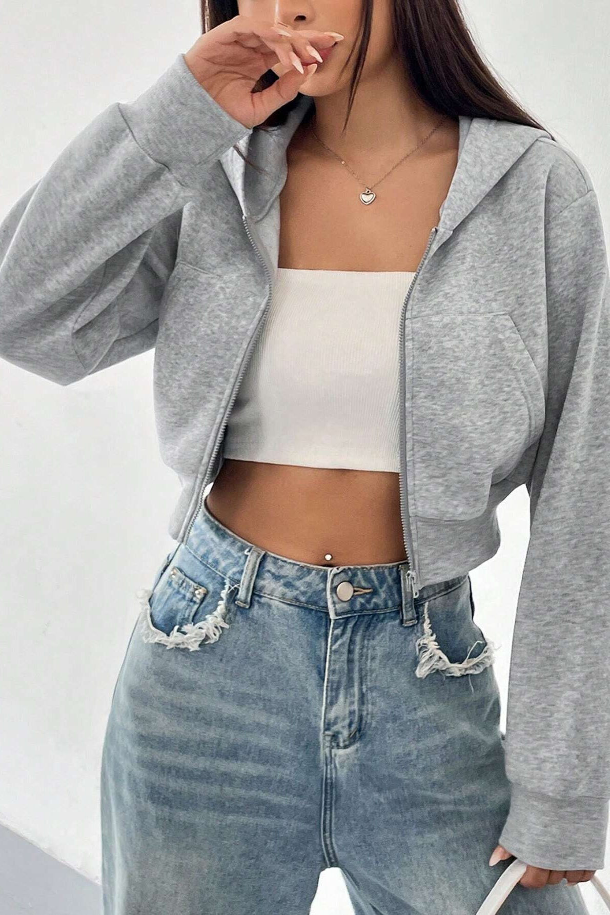 Short Zip Up Hoodie Coat image 2