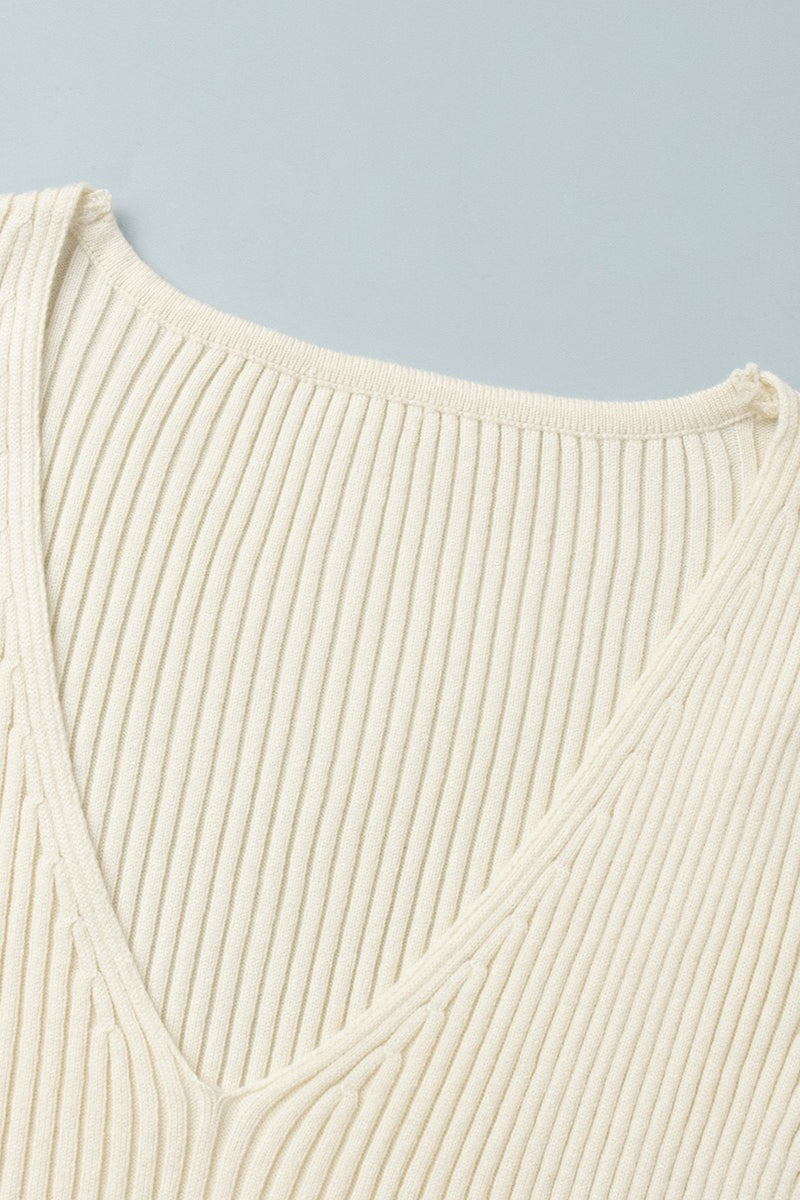 V-Neck Long Sleeve Knit Sweater Dress image 12
