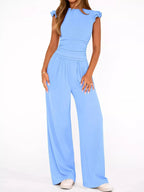Margot Wide Leg Set detail view styled for Avrienne
