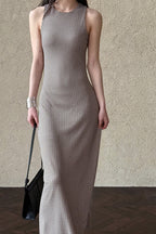 Sleeveless Checkered Bodycon Maxi Dress image 1