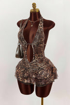 Leopard Print Sexy Halter Tie Tiered Mini Dress image 4