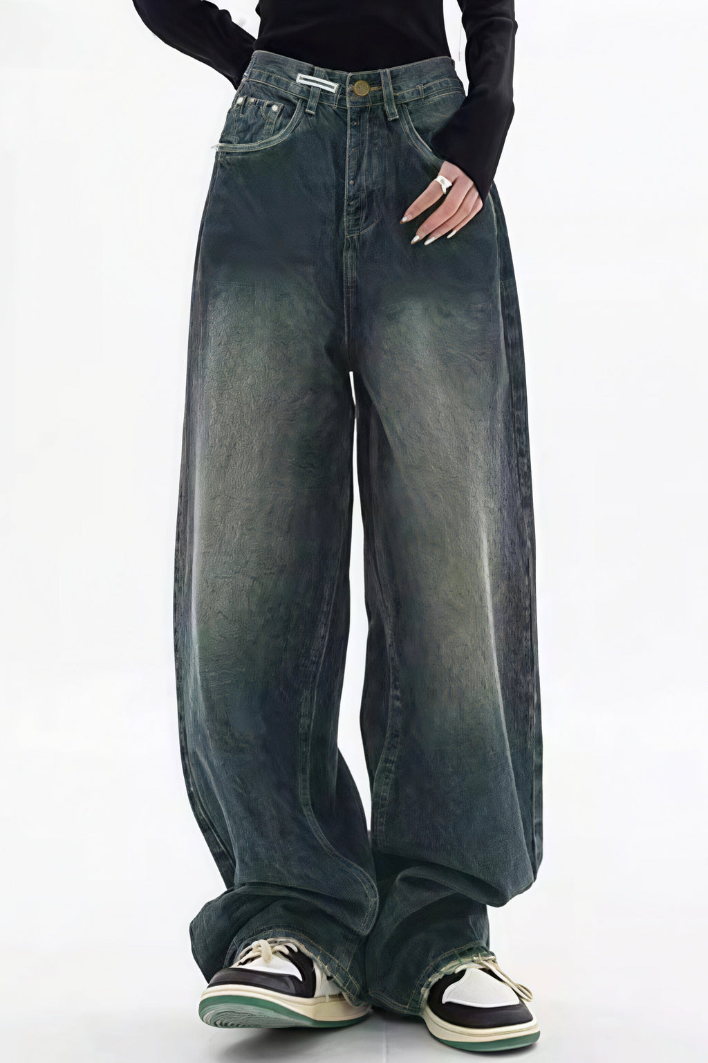 Retro Stylish High Waist Wide Leg Jeans image 1