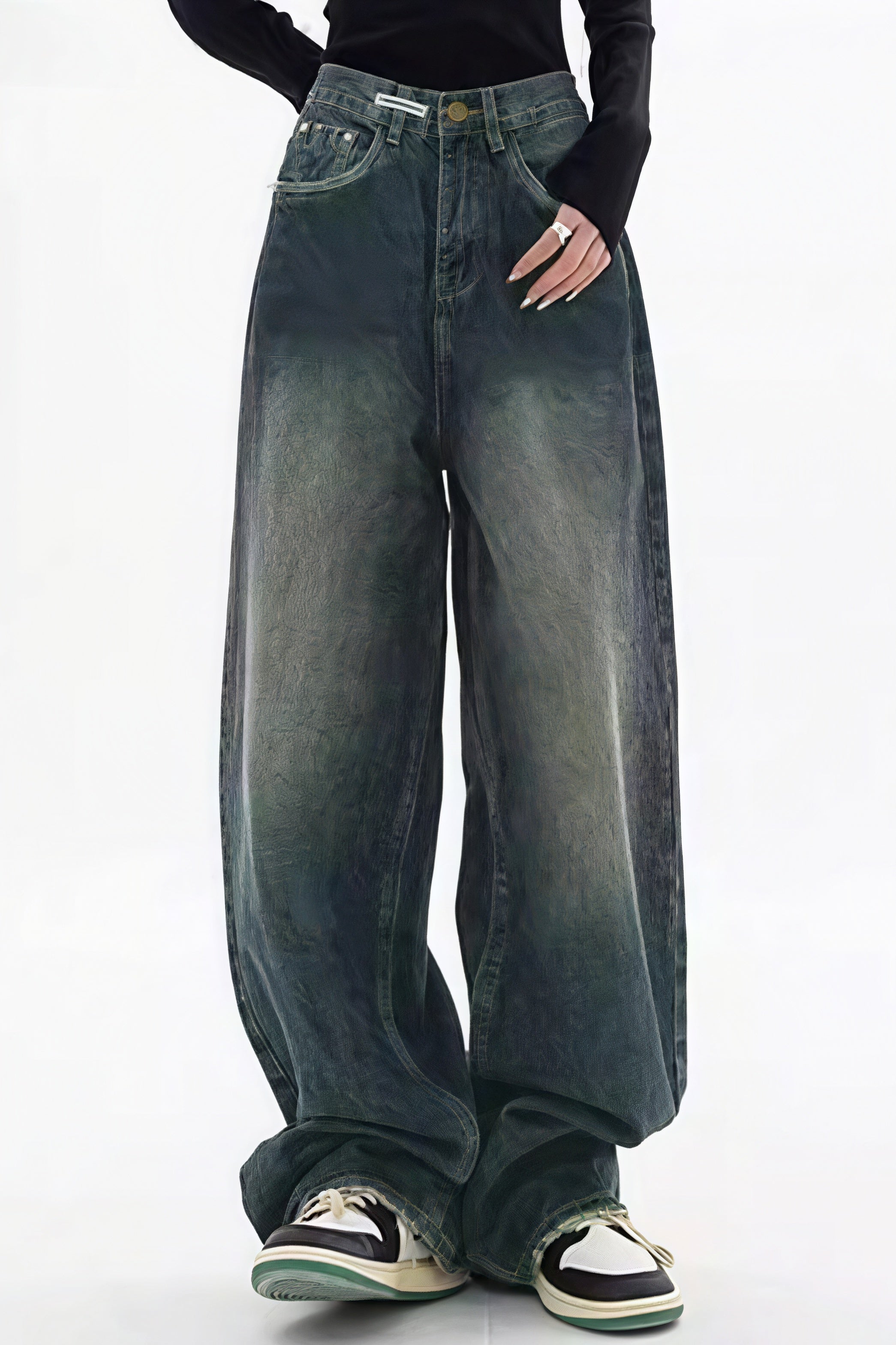 Retro Stylish High Waist Wide Leg Jeans image 1