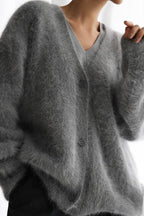 Faux Fur Blend V-Neck Cardigan image 2