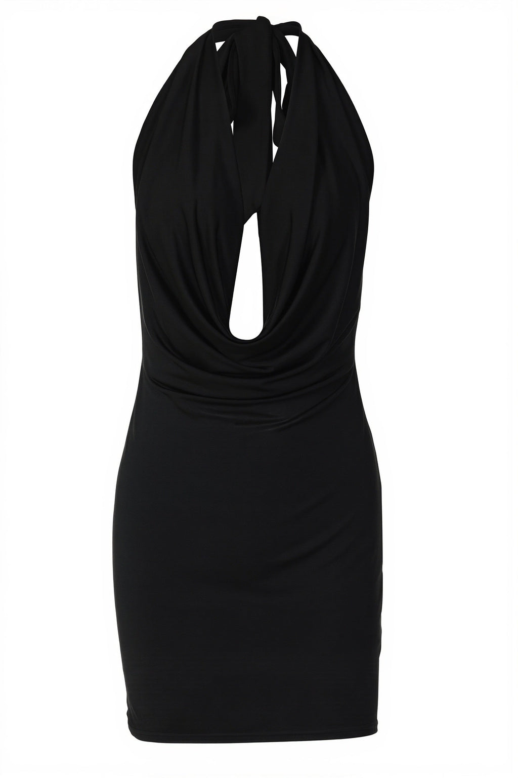 Chic Solid Halter Plunge Backless Bodycon Mini Dress image 6