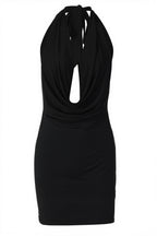 Chic Solid Halter Plunge Backless Bodycon Mini Dress image 6