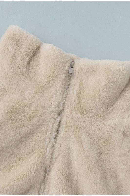 Stand Collar Faux Fur Cropped Jacket image 8