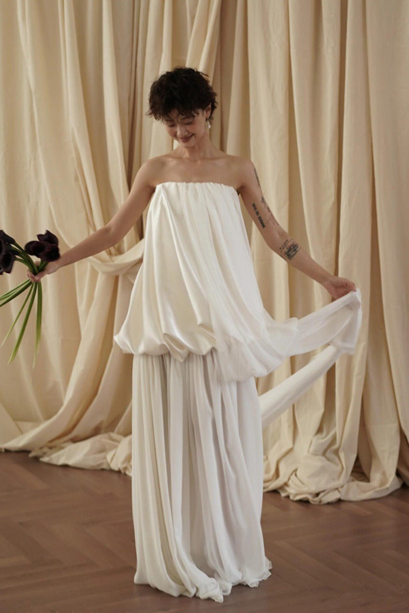 Minimalist Loose Elegant Flowy Reception Dress image 4