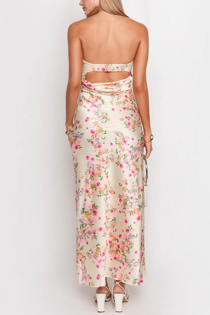 Off Shoulder Backless Maxi Floral Dress image 5