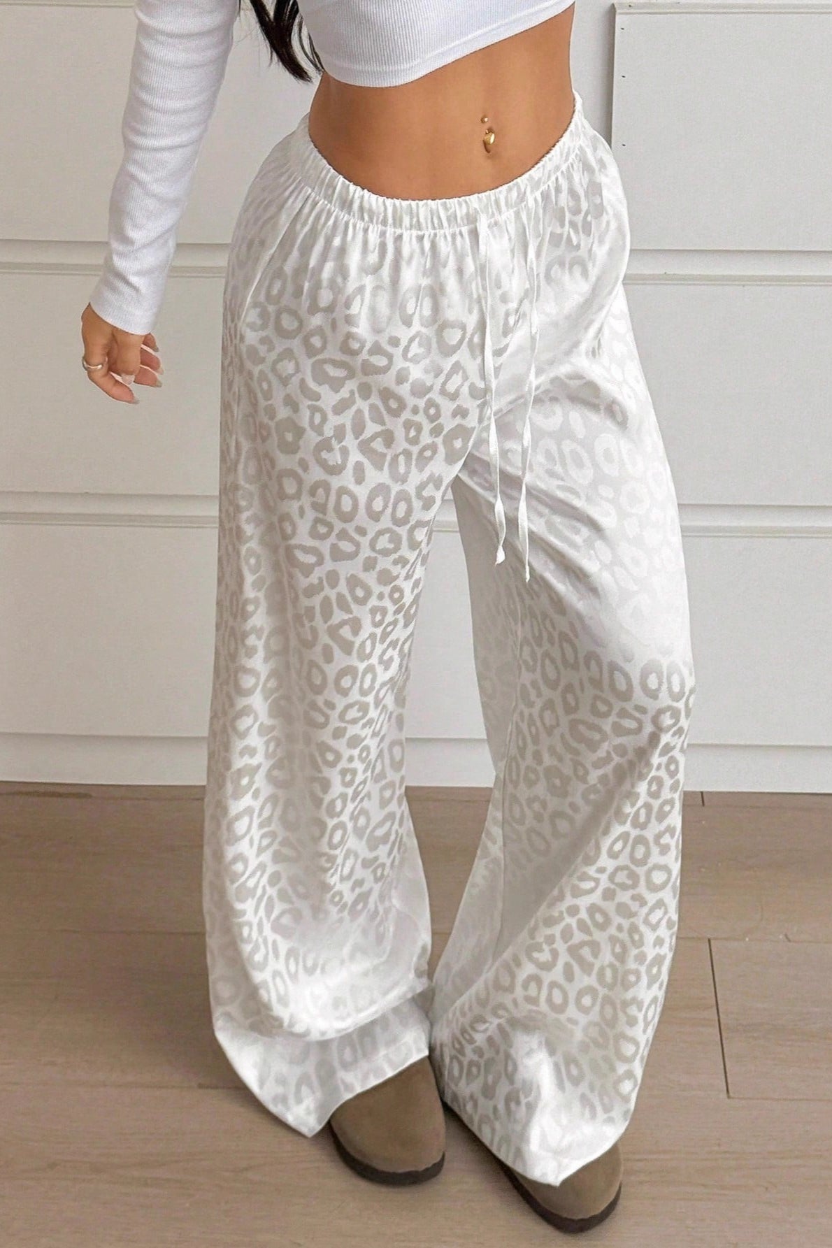 Satin Leopard Jacquard Pants image 4