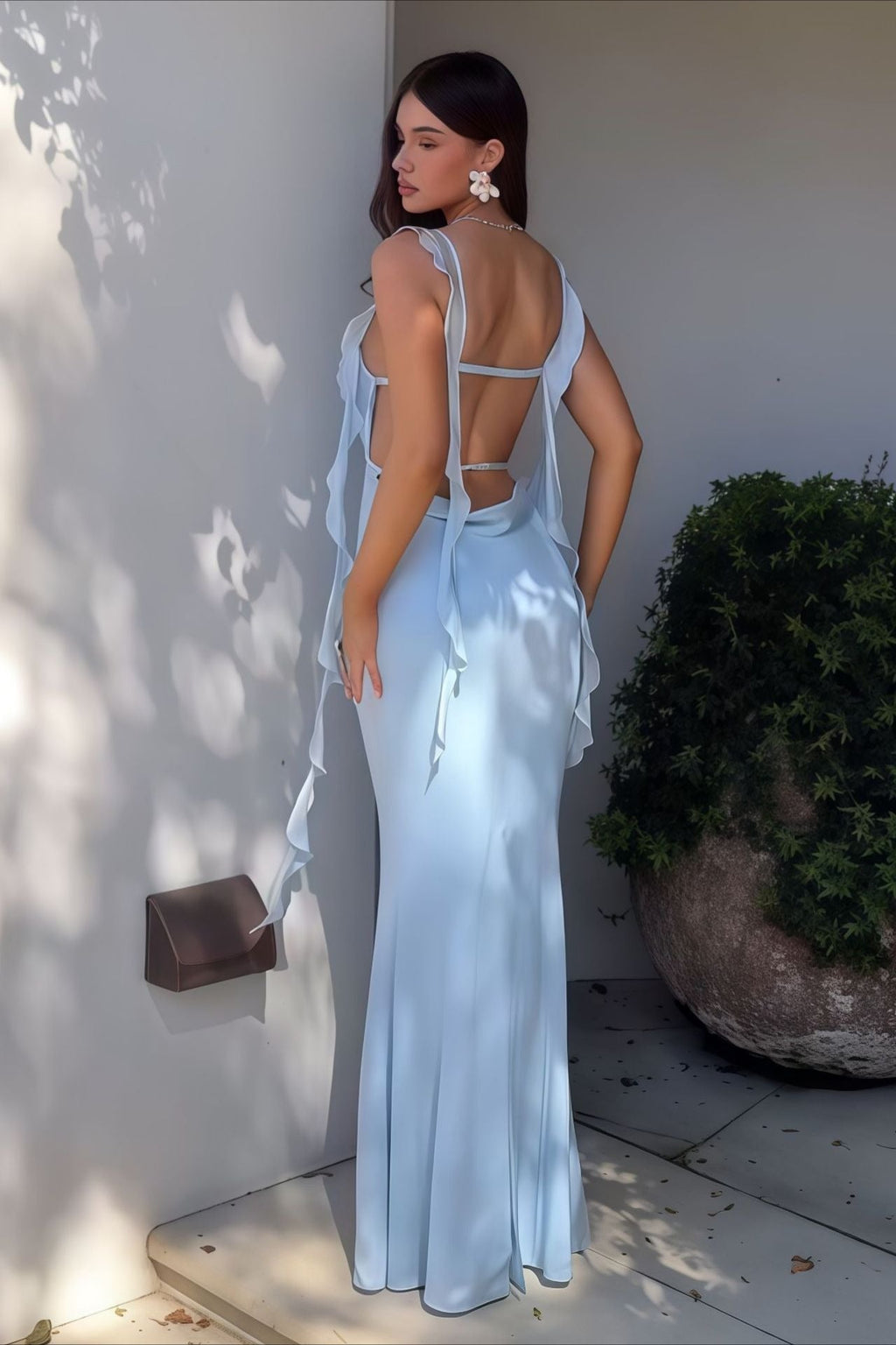 Strapless Ruffle Trim Spaghetti Strap Maxi Dress image 3