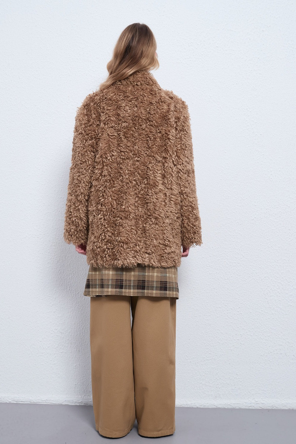 Solid Warm Button Notched Collar Coat image 4