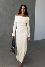 Striped Off Shoulder Sweater Dress image 1