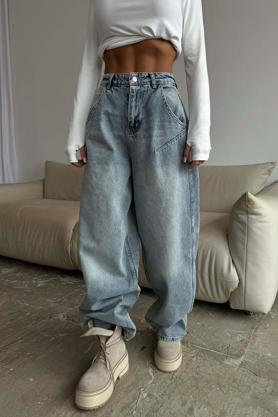 Vintage Low Rise Washed Jeans image 1