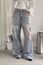 Lace Patchwork Ripped Loose Jeans image 22