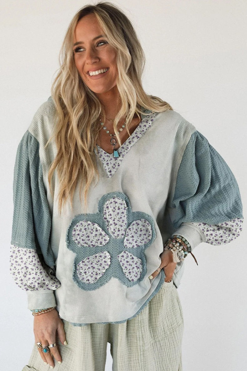 Floral Patchwork Knit Hoodie image 2