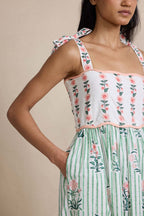 Floral Print Ruched Maxi Boho Dress image 4