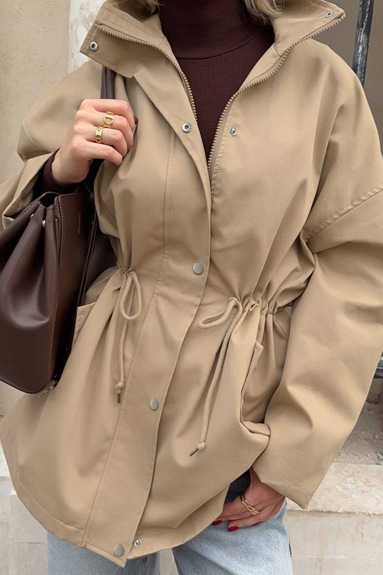 Barnfit Midi Drawstring Trench Coat image 3