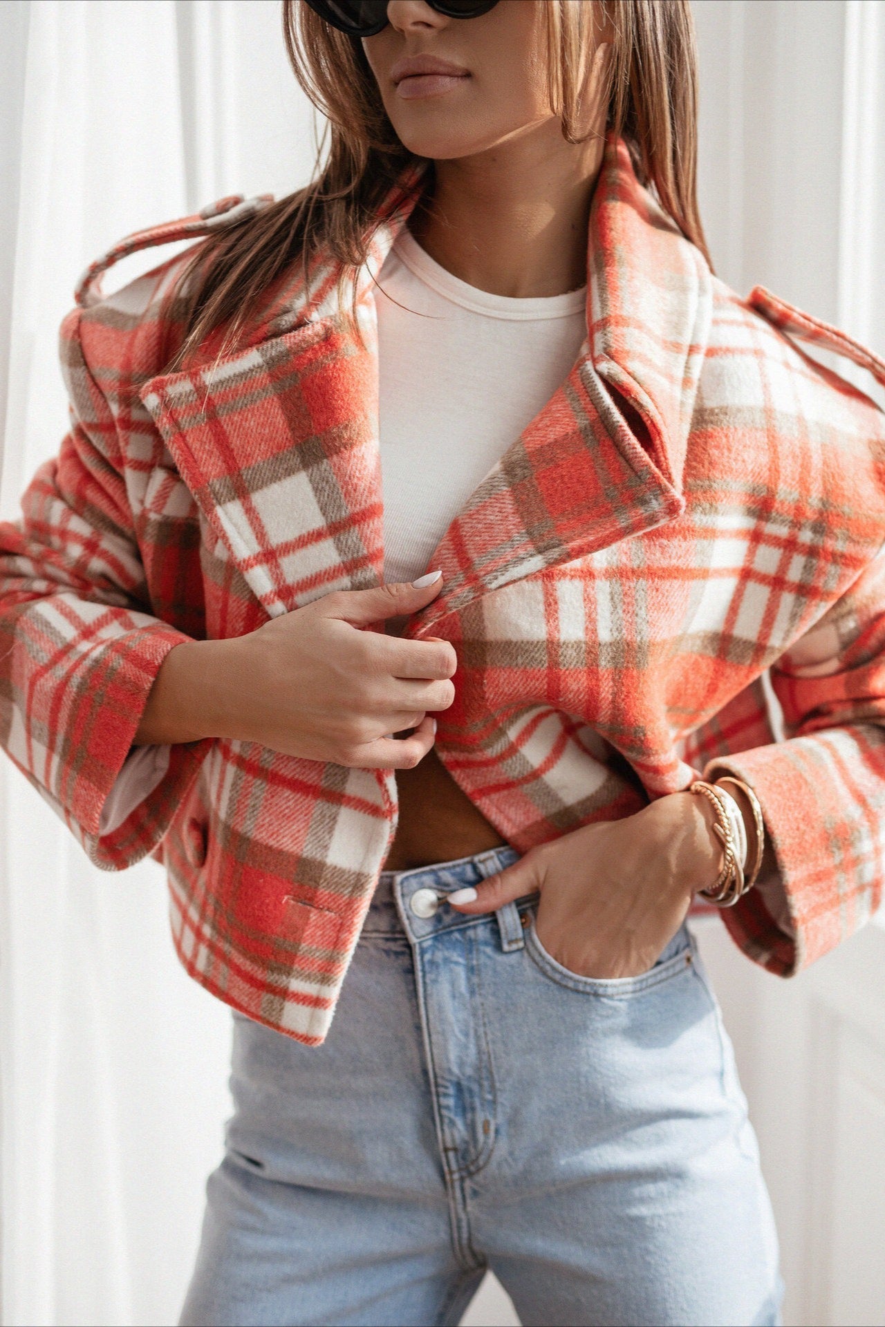 Plaid Wool Blend Blazer Coat image 4