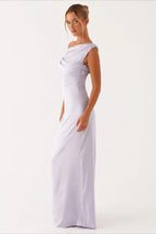 Solid Asymmetric Neckline Formal Dress image 13