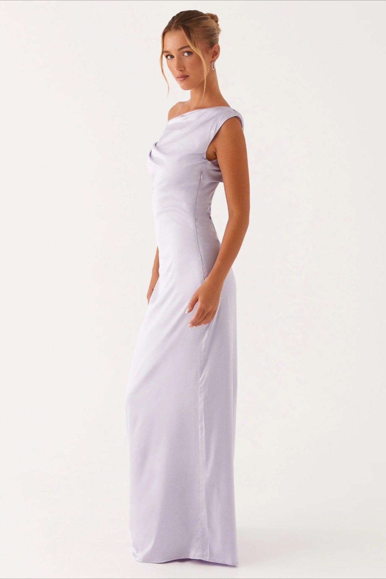 Solid Asymmetric Neckline Formal Dress image 13