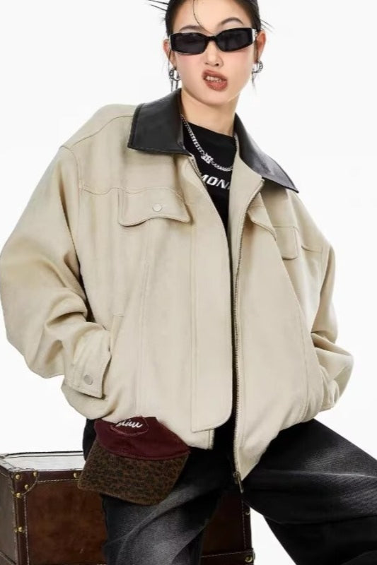 Patchwork Suede Casual Jacket image 1