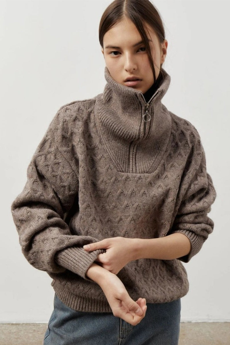 Thick Knit Turtleneck Half-Zip Sweater image 1