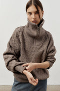 Thick Knit Turtleneck Half-Zip Sweater image 1