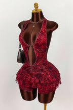 Leopard Print Sexy Halter Tie Tiered Mini Dress image 7
