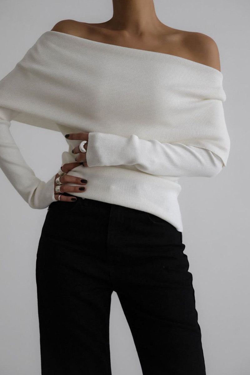 Slim Fit Slit Neck Long Sleeve Knit Top image 6