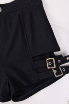 Stretchy Black Lace Up Waist Shorts image 4