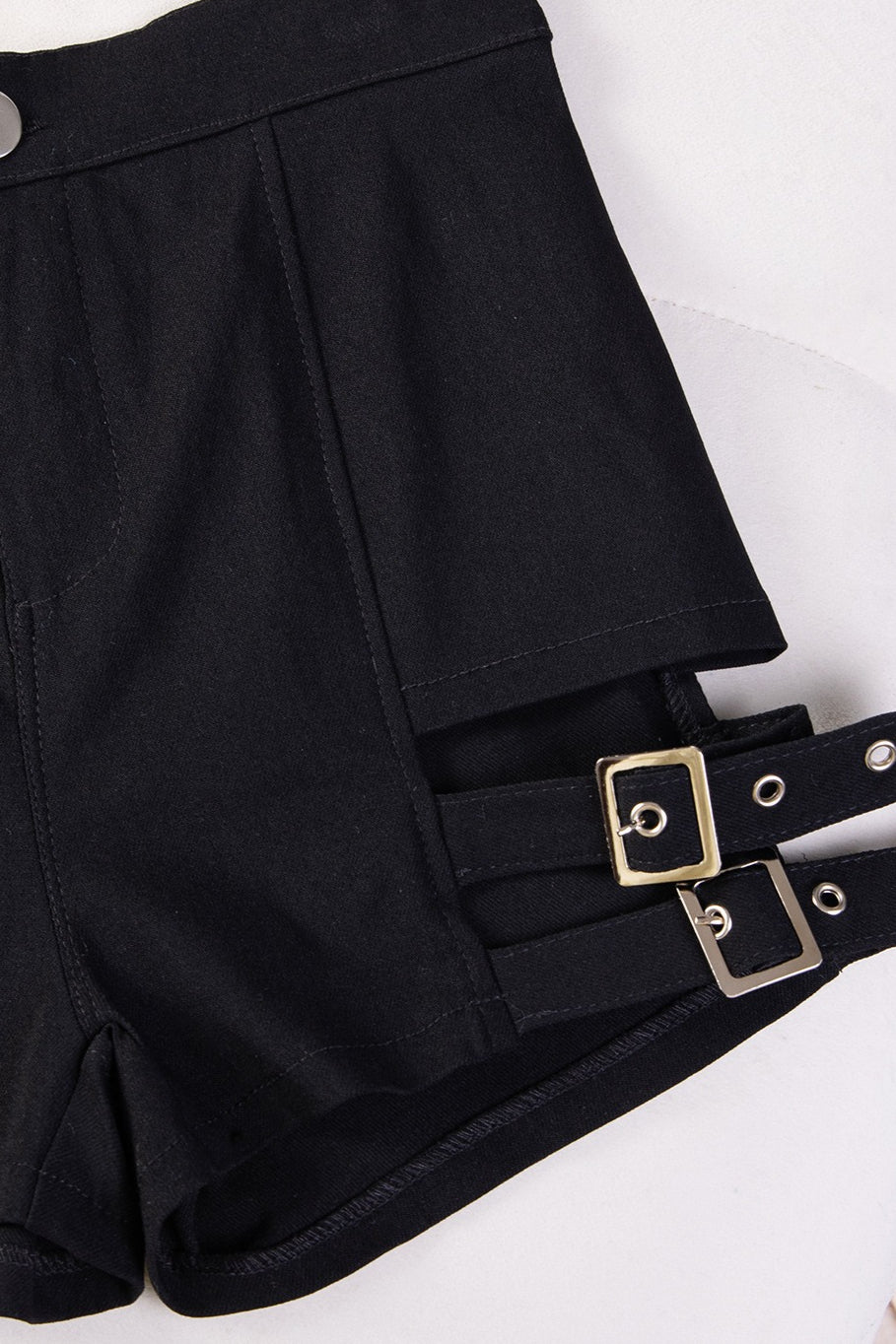 Stretchy Black Lace Up Waist Shorts image 4