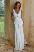 Lace Panel Bodycon With Tie Straps Maxi Dress image 7