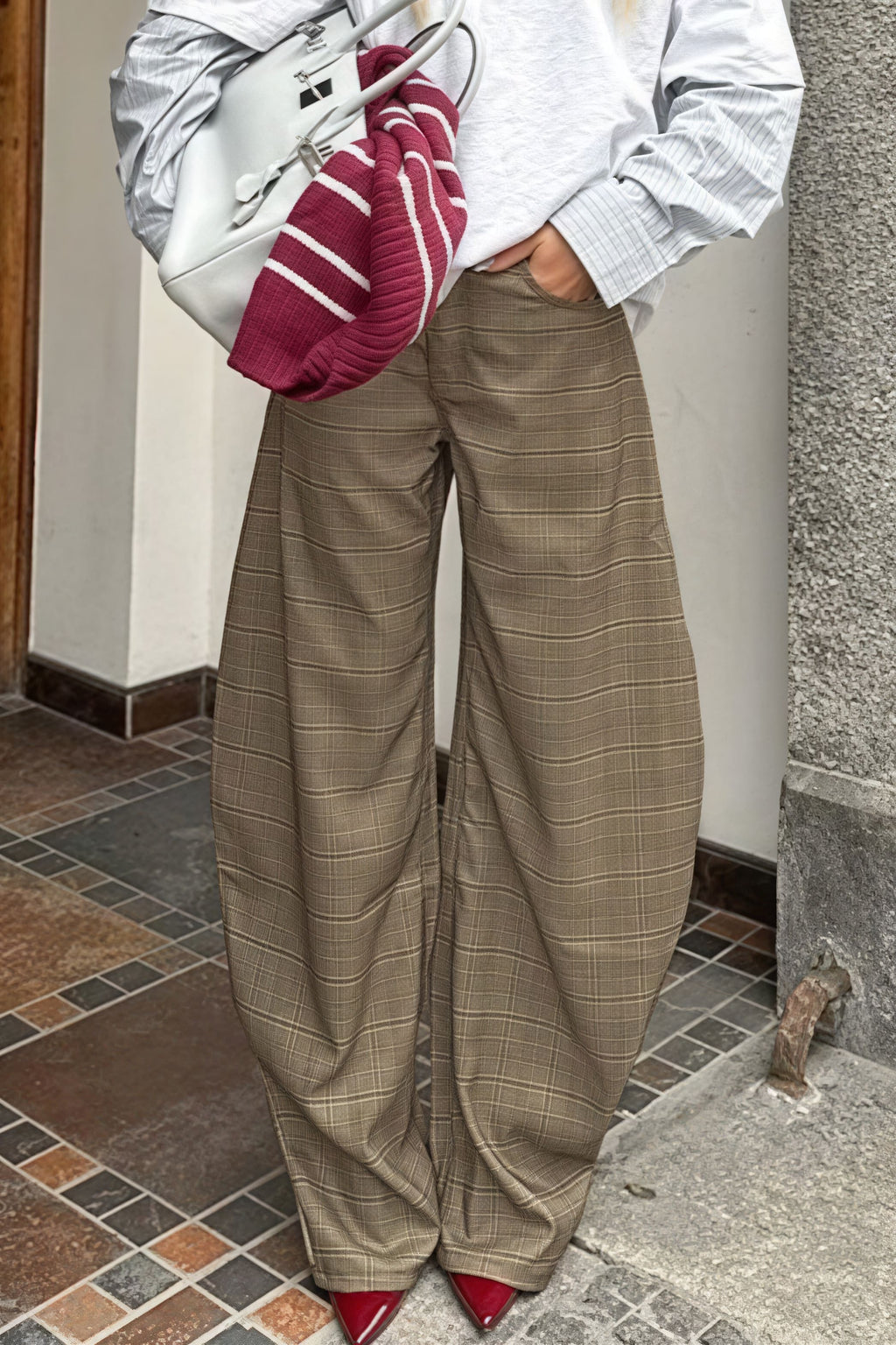 Plaid Elegant Loose Casual Pants image 1