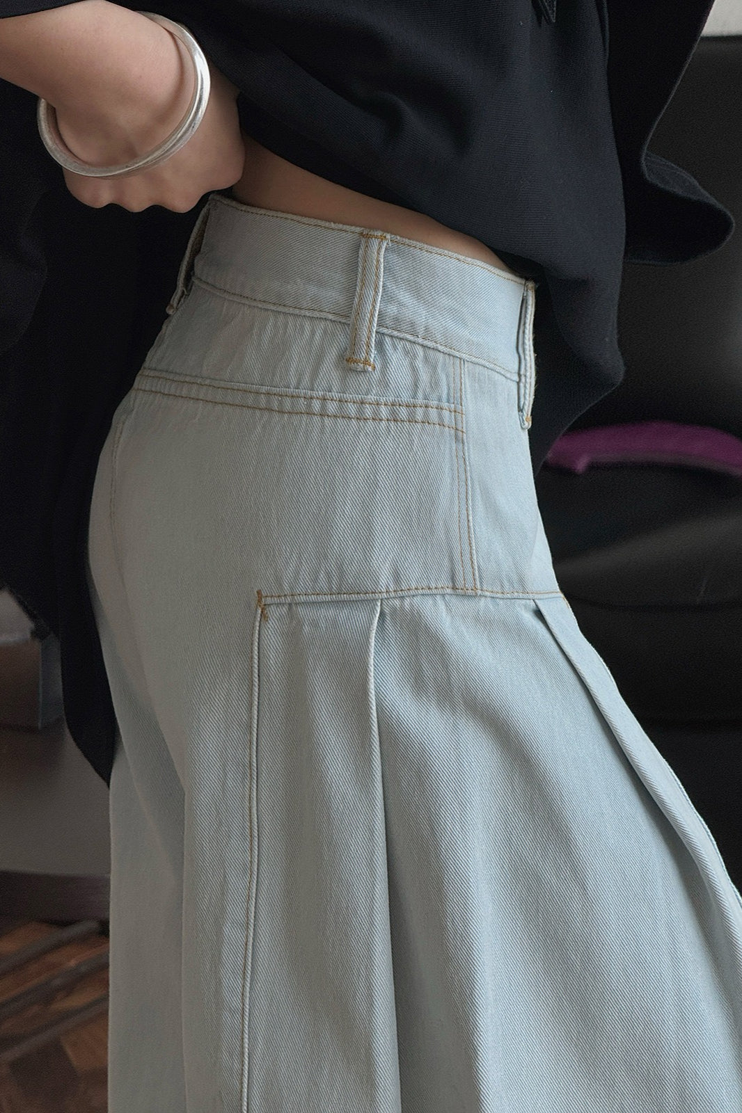 Deconstructed Flared Denim Jeans image 5