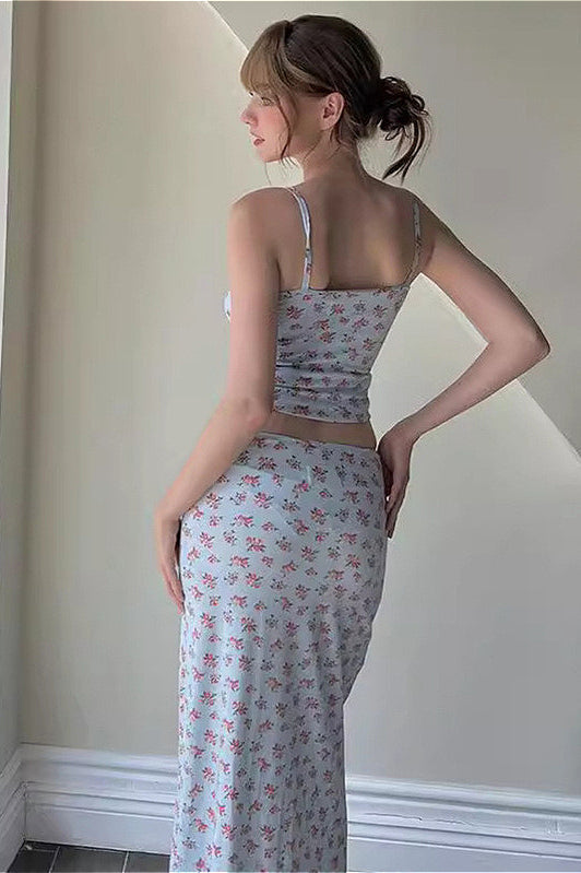 Cami Top Floral Print Long Midi Skirt Two Piece Set image 4