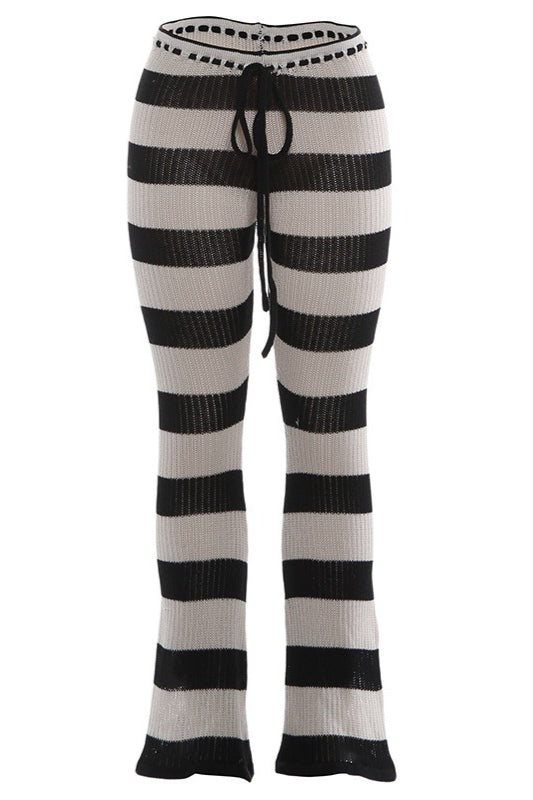 Striped Color Block Knit Skinny Pants image 4