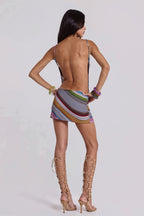 Sexy Color Block Stripe Cami Backless Mini Dress image 4