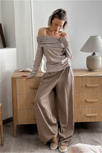 Soft Off-Shoulder Knit Solid Blouse image 4