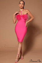 Feather Halter Stylish Mini Dress image 1